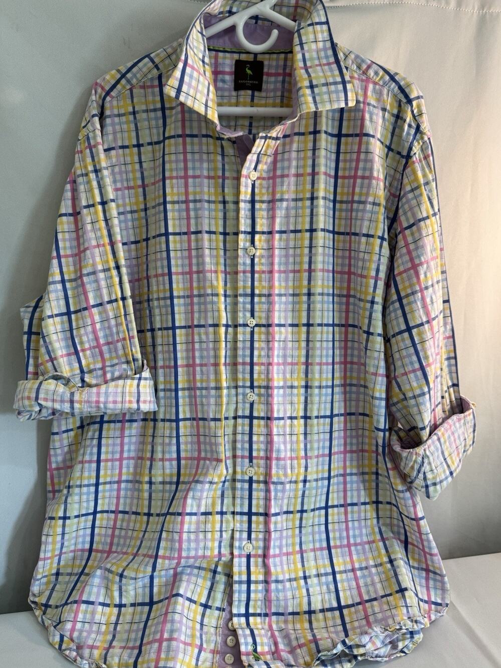 TailorByrd Button up Shirt Adult Size 2X Gingham Plaid Long Sleeve Preppy 0083